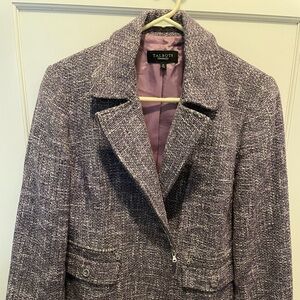 TALBOTS WOMAN LAVENDER TWEED ASYMMETRICAL ZIP MOTO JACKET BLAZER size 10